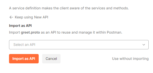 import proto file as API in postman